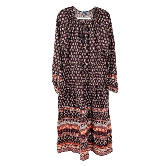 Old Navy Womens Boho Cattagecore Prairie Peasant Ditsy Floral Midi Dress‎ L Tall - Picture 2 of 11
